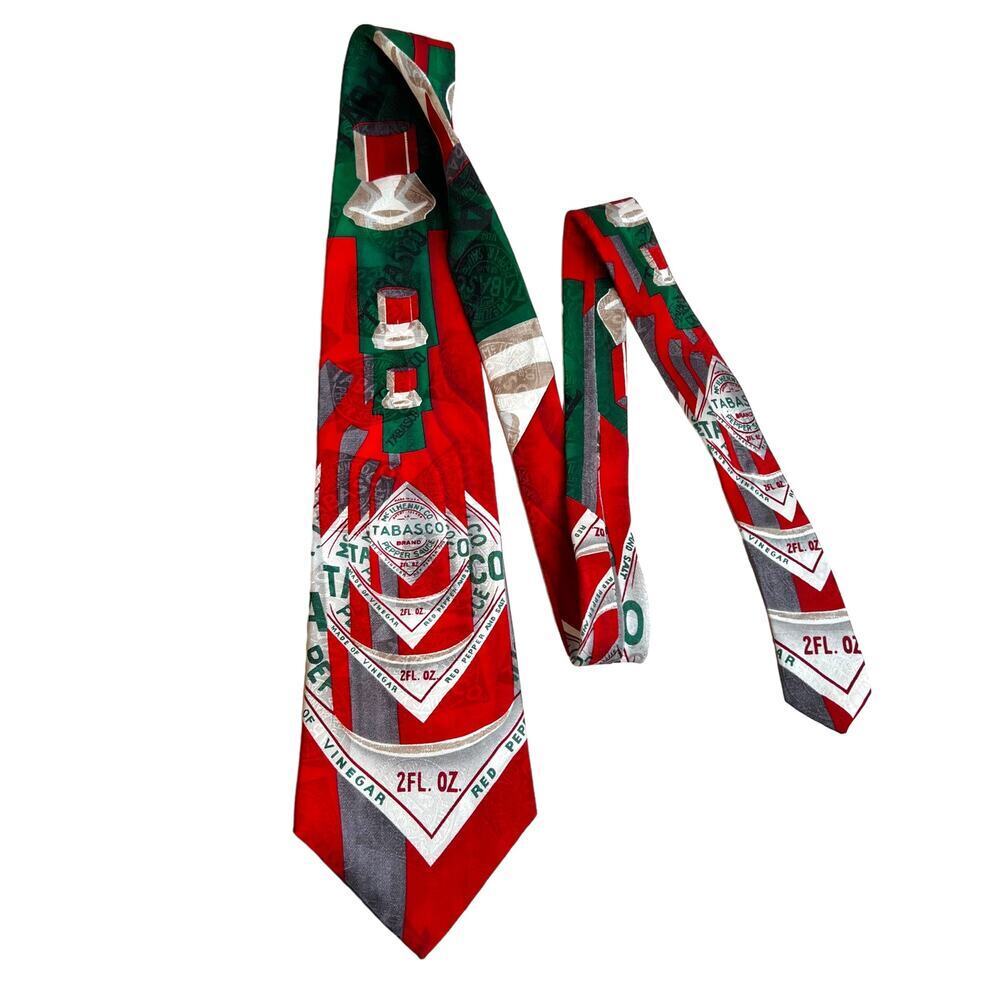 TABASCO Hot Sauce Novelty Necktie 100% Silk Chili Contest NWT 56" Length